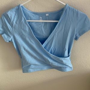 pacsun baby blue cropped wrap top-s